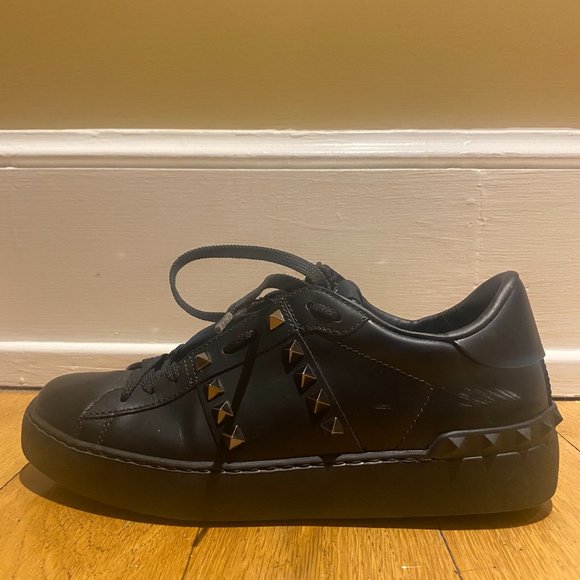 Black Valentino Garavani Rockstud Sneakers (Size 7).  Gently used. - Picture 3 of 8